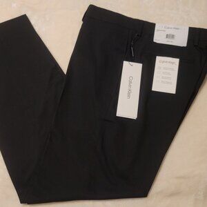 NWT Calvin Klein Javier Solid Black Slim Stretch Dress Pants Mens 34x30